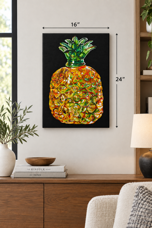 Custom Drawing-to-Painting Commission -  Glass Pineapple