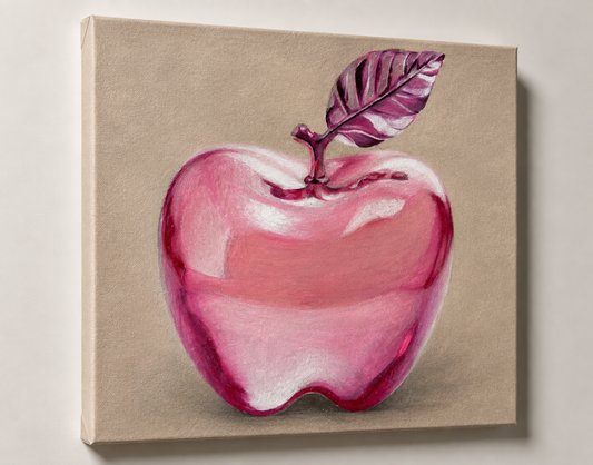 Custom Drawing-to-Painting Commission - Pink Glass Apple
