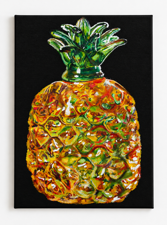 Custom Drawing-to-Painting Commission -  Glass Pineapple